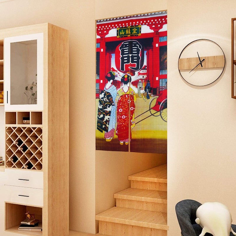 LIGICKY Noren Japanese Style Doorway Curtain Geisha Girls in Kimonos Long Type Door Tapestry Window Treatment for Home Decoration 33.5 x 59 inch - Image 2